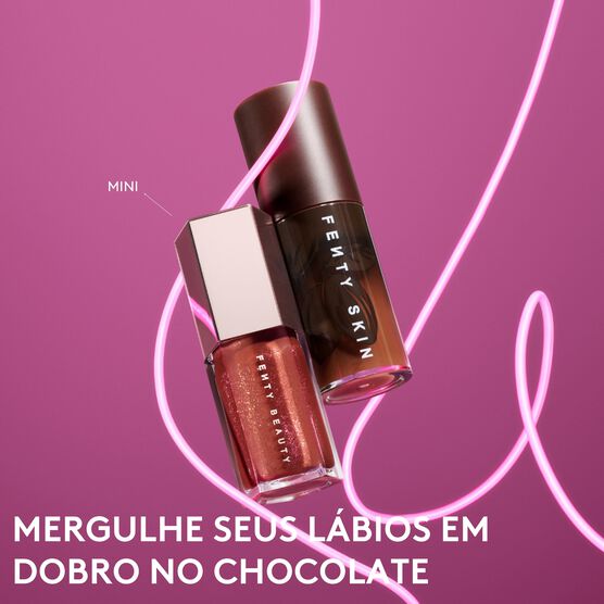 DOUBLE GLOSS SET: FENTY TREATZ CACAO + GLOSS BOMB MINI HOT CHOCOLIT